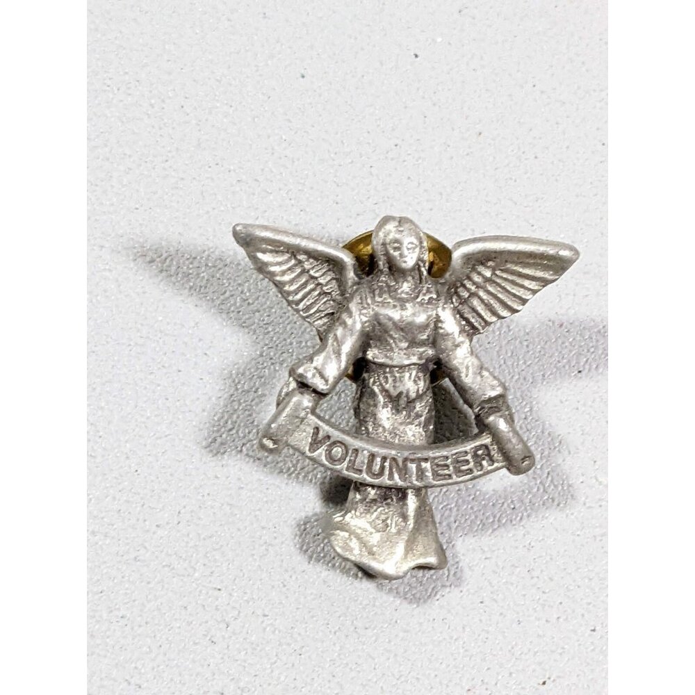 Vintage Avon Silver Tone Guardian Angel Volunteer Lapel Pin